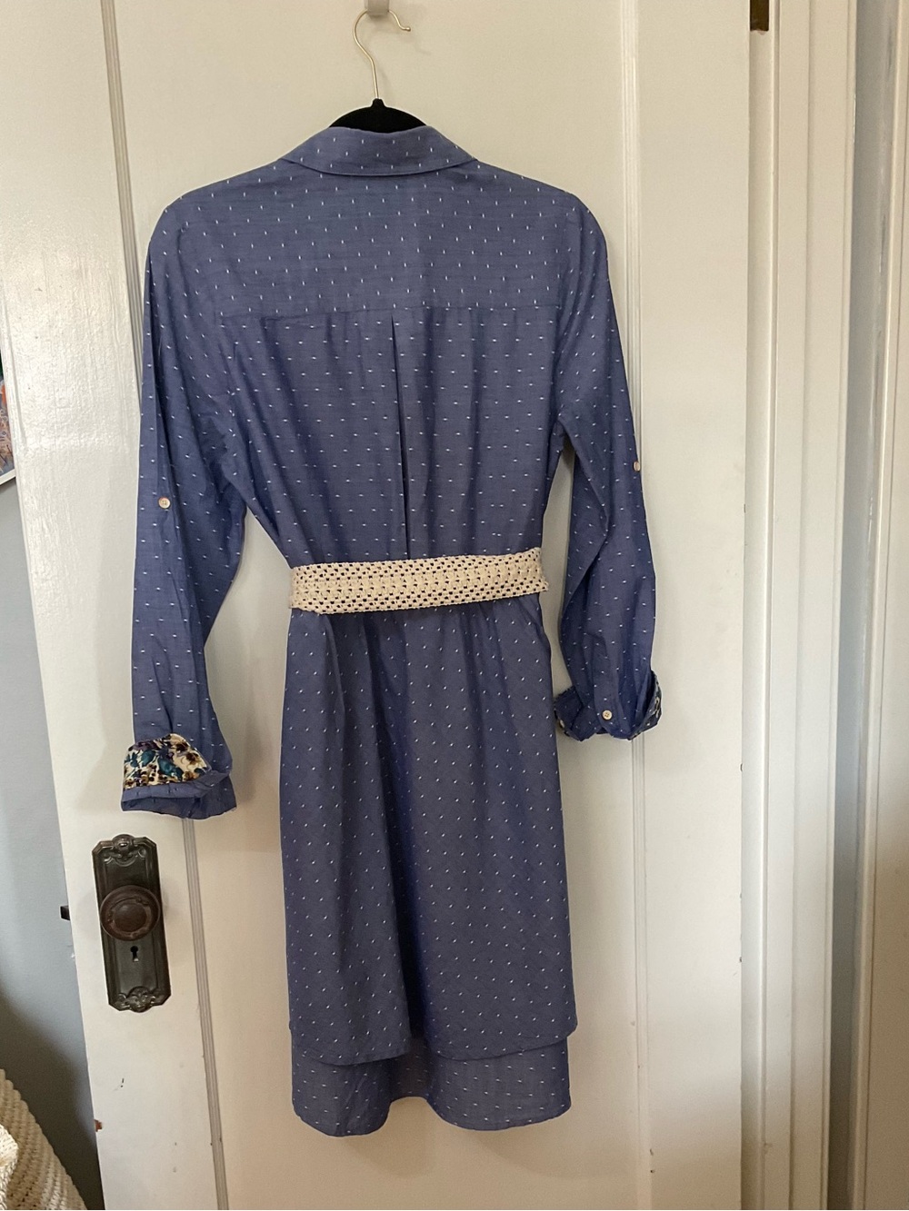 Shirt Dress by Isabella Sinclair Floral Cuffs and Tie Layered High Lo Hem Size M - Picture 4 of 7